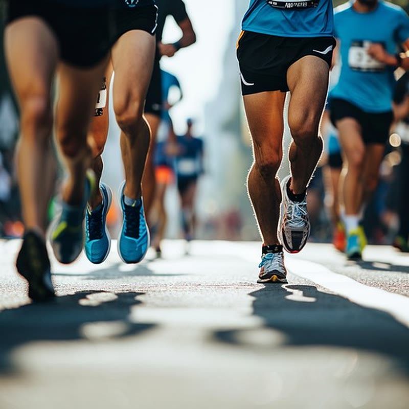 Nogi biegaczy na trasie maratonu